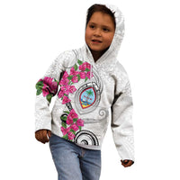 Guam Chamorro Kid Hoodie Curves Polynesian Tattoo Mix Bougainvillea