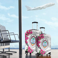 Guam Chamorro Luggage Cover Curves Polynesian Tattoo Mix Bougainvillea