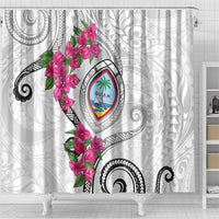 Guam Chamorro Shower Curtain Curves Polynesian Tattoo Mix Bougainvillea