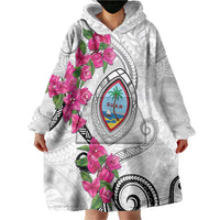 Guam Chamorro Wearable Blanket Hoodie Curves Polynesian Tattoo Mix Bougainvillea