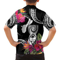 Hafa Adai Guam Family Matching Puletasi and Hawaiian Shirt Polynesian Tattoo Tropical Flowers