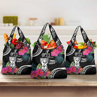 Hafa Adai Guam Grocery Bag Polynesian Tattoo Tropical Flowers