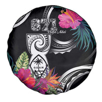 Hafa Adai Guam Spare Tire Cover Polynesian Tattoo Tropical Flowers