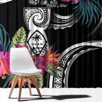 Hafa Adai Guam Window Curtain Polynesian Tattoo Tropical Flowers