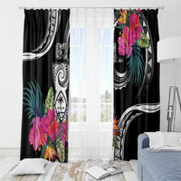 Hafa Adai Guam Window Curtain Polynesian Tattoo Tropical Flowers