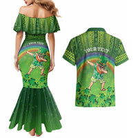 Personalised Hawaii Saint Patrick's Day Couples Matching Mermaid Dress and Hawaiian Shirt Let's Get Fit Shaced LT05 - Polynesian Pride