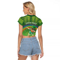 Personalised Hawaii Saint Patrick's Day Raglan Cropped T Shirt Let's Get Fit Shaced LT05 - Polynesian Pride
