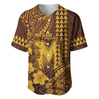 Personalised Hawaii Mililani High School Baseball Jersey Tribal Tattoo With Hibiscus Flowers LT05 Brown - Polynesian Pride