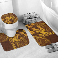 Hawaii Mililani High School Bathroom Set Tribal Tattoo With Hibiscus Flowers LT05 Mat Set Only (3 pcs) One Size Brown - Polynesian Pride