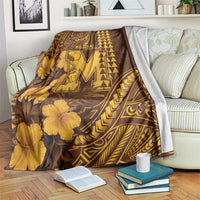 Hawaii Mililani High School Blanket Tribal Tattoo With Hibiscus Flowers LT05 Brown - Polynesian Pride