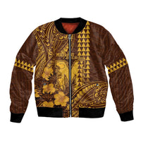 Personalised Hawaii Mililani High School Bomber Jacket Tribal Tattoo With Hibiscus Flowers LT05 Unisex Brown - Polynesian Pride