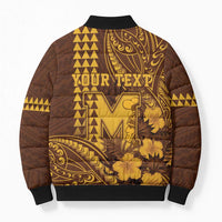 Personalised Hawaii Mililani High School Bomber Puffer Jacket Tribal Tattoo With Hibiscus Flowers LT05 - Polynesian Pride