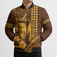 Personalised Hawaii Mililani High School Bomber Puffer Jacket Tribal Tattoo With Hibiscus Flowers LT05 - Polynesian Pride