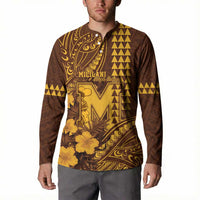 Personalised Hawaii Mililani High School Button Sweatshirt Tribal Tattoo With Hibiscus Flowers LT05 - Polynesian Pride