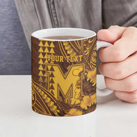 Personalised Hawaii Mililani High School Ceramic Mug Tribal Tattoo With Hibiscus Flowers LT05 - Polynesian Pride