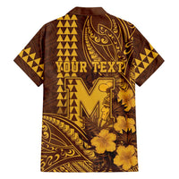 Personalised Hawaii Mililani High School Family Matching Mermaid Dress and Hawaiian Shirt Tribal Tattoo With Hibiscus Flowers