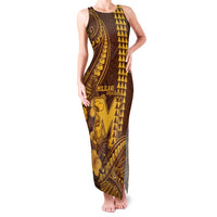 Personalised Hawaii Mililani High School Family Matching Tank Maxi Dress and Hawaiian Shirt Tribal Tattoo With Hibiscus Flowers