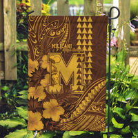 Hawaii Mililani High School Garden Flag Tribal Tattoo With Hibiscus Flowers LT05 Garden Flag Brown - Polynesian Pride