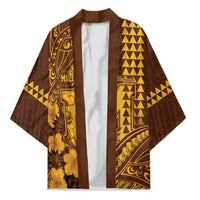 Personalised Hawaii Mililani High School Kimono Tribal Tattoo With Hibiscus Flowers LT05 Unisex Brown - Polynesian Pride