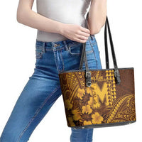 Hawaii Mililani High School Leather Tote Bag Tribal Tattoo With Hibiscus Flowers LT05 - Polynesian Pride