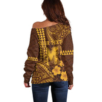 Personalised Hawaii Mililani High School Off Shoulder Sweater Tribal Tattoo With Hibiscus Flowers LT05 - Polynesian Pride