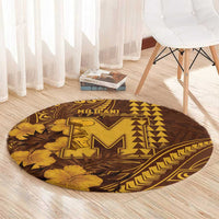 Hawaii Mililani High School Round Carpet Tribal Tattoo With Hibiscus Flowers LT05 - Polynesian Pride