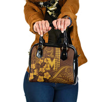 Hawaii Mililani High School Shoulder Handbag Tribal Tattoo With Hibiscus Flowers LT05 One Size Brown - Polynesian Pride