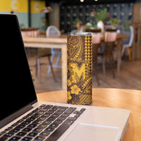 Personalised Hawaii Mililani High School Skinny Tumbler Tribal Tattoo With Hibiscus Flowers