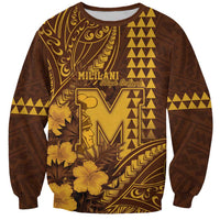 Personalised Hawaii Mililani High School Sweatshirt Tribal Tattoo With Hibiscus Flowers LT05 Unisex Brown - Polynesian Pride