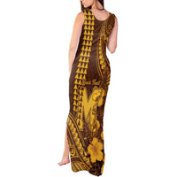 Personalised Hawaii Mililani High School Tank Maxi Dress Tribal Tattoo With Hibiscus Flowers