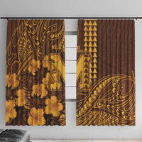Hawaii Mililani High School Window Curtain Tribal Tattoo With Hibiscus Flowers LT05 With Hooks Brown - Polynesian Pride
