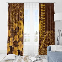 Hawaii Mililani High School Window Curtain Tribal Tattoo With Hibiscus Flowers LT05 - Polynesian Pride