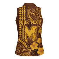 Personalised Hawaii Mililani High School Women Sleeveless Polo Shirt Tribal Tattoo With Hibiscus Flowers