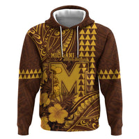 Personalised Hawaii Mililani High School Zip Hoodie Tribal Tattoo With Hibiscus Flowers LT05 Pullover Hoodie Brown - Polynesian Pride