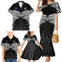 Custom New Zealand Cricket Family Matching Mermaid Dress and Hawaiian Shirt Go Champions World Cup 2024 With Maori Pattern