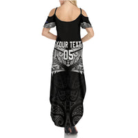 Custom New Zealand Cricket Family Matching Summer Maxi Dress and Hawaiian Shirt Go Champions World Cup 2024 With Maori Pattern