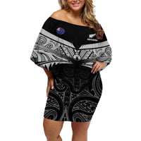 Custom New Zealand Cricket Off Shoulder Short Dress Go Champions World Cup 2024 With Maori Pattern LT05 Women Black - Polynesian Pride