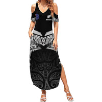 Custom New Zealand Cricket Summer Maxi Dress Go Champions World Cup 2024 With Maori Pattern LT05 Women Black - Polynesian Pride