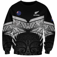 Custom New Zealand Cricket Sweatshirt Go Champions World Cup 2024 With Maori Pattern LT05 Unisex Black - Polynesian Pride