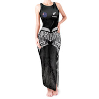 Custom New Zealand Cricket Tank Maxi Dress Go Champions World Cup 2024 With Maori Pattern LT05 Women Black - Polynesian Pride