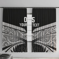 Custom New Zealand Cricket Window Curtain Go Champions World Cup 2024 With Maori Pattern LT05 With Hooks Black - Polynesian Pride