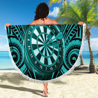 Personalised New Zealand Darts Beach Blanket Turquoise Dart Board Maori Pattern LT05 - Polynesian Pride