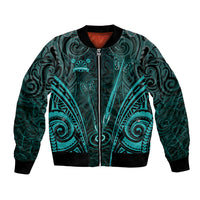 Personalised New Zealand Darts Bomber Jacket Turquoise Dart Board Maori Pattern LT05 Unisex Turquoise - Polynesian Pride