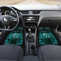 Personalised New Zealand Darts Car Mats Turquoise Dart Board Maori Pattern LT05 Set 2pcs - Front Turquoise - Polynesian Pride