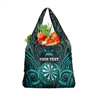New Zealand Darts Personalised Grocery Bag Turquoise Dart Board Maori Pattern LT05 1-pack One Size Turquoise - Polynesian Pride