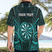 Personalised New Zealand Darts Hawaiian Shirt Turquoise Dart Board Maori Pattern LT05 - Polynesian Pride