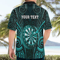 Personalised New Zealand Darts Hawaiian Shirt Turquoise Dart Board Maori Pattern LT05 - Polynesian Pride