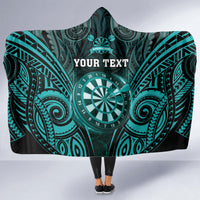 Personalised New Zealand Darts Hooded Blanket Turquoise Dart Board Maori Pattern LT05 - Polynesian Pride