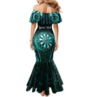 Personalised New Zealand Darts Mermaid Dress Turquoise Dart Board Maori Pattern LT05 - Polynesian Pride