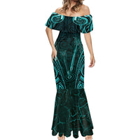 Personalised New Zealand Darts Mermaid Dress Turquoise Dart Board Maori Pattern LT05 - Polynesian Pride